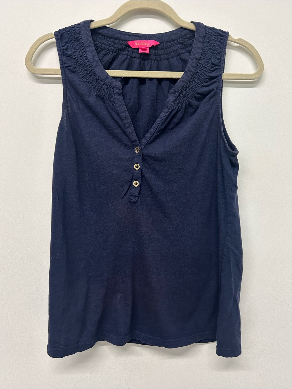Lilly Pulitzer Navy Sleeveless Henley Tank Top
